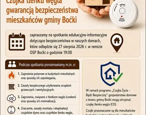 Gmina Boćki zaprasza na spotkanie o bezpieczeństwie – czujki tlenku węgla dla mieszkańców