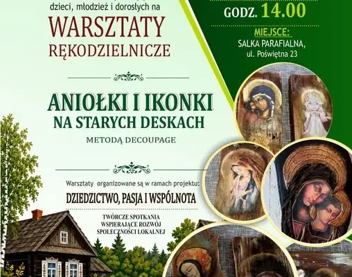 Warsztaty decoupage w Orli: twórz aniołki i ikonki na starych deskach