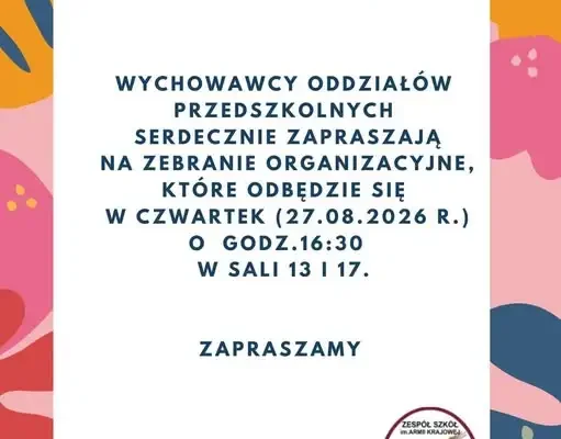 Zebranie organizacyjne w oddziałach przedszkolnych ZS w Brańsku