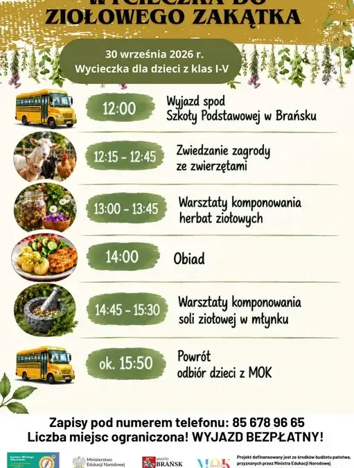 Bezpłatna wycieczka do Ziołowego Zakątka dla dzieci z Brańska