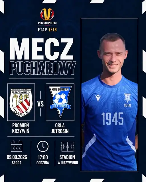 Pucharowy pojedynek: Orla Jutrosin zagra z Promieniem Krzywiń