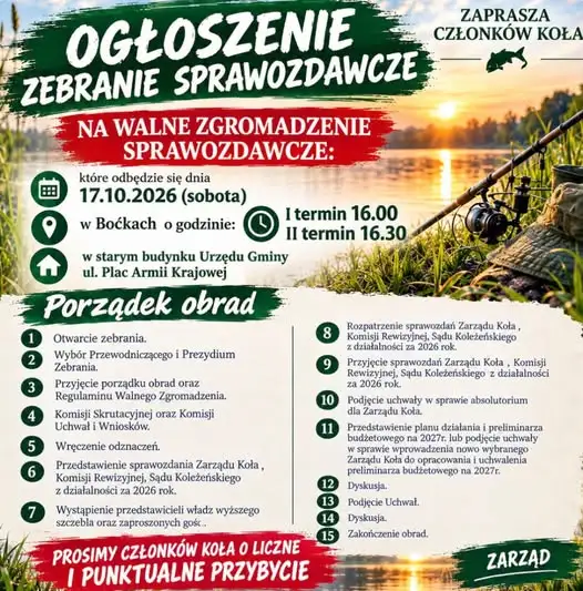 Walne Zgromadzenie Sprawozdawcze Koła w Boćkach – 17 października 2026