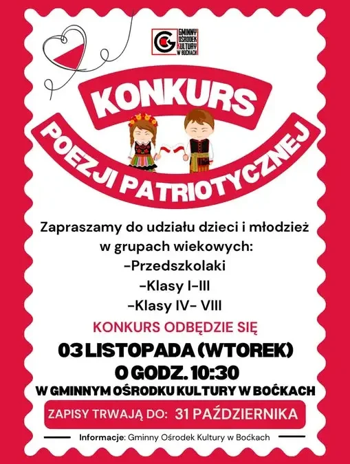 Konkurs Poezji Patriotycznej w Boćkach – zapisy do 31 października